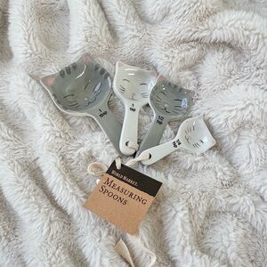 Cost Plus World Market Cat Ceramic Measuring Spoons Set of 4 NWT